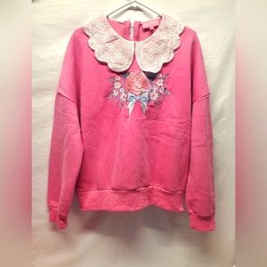 Nwot Dollskill SugarThrillz Pink Floral Embroidered Women's Top